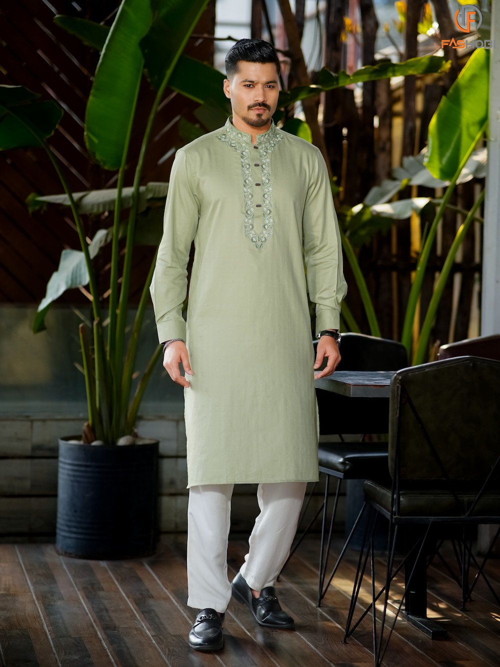 Olive Regular-Fit Panjabi – Premium Solid Cotton