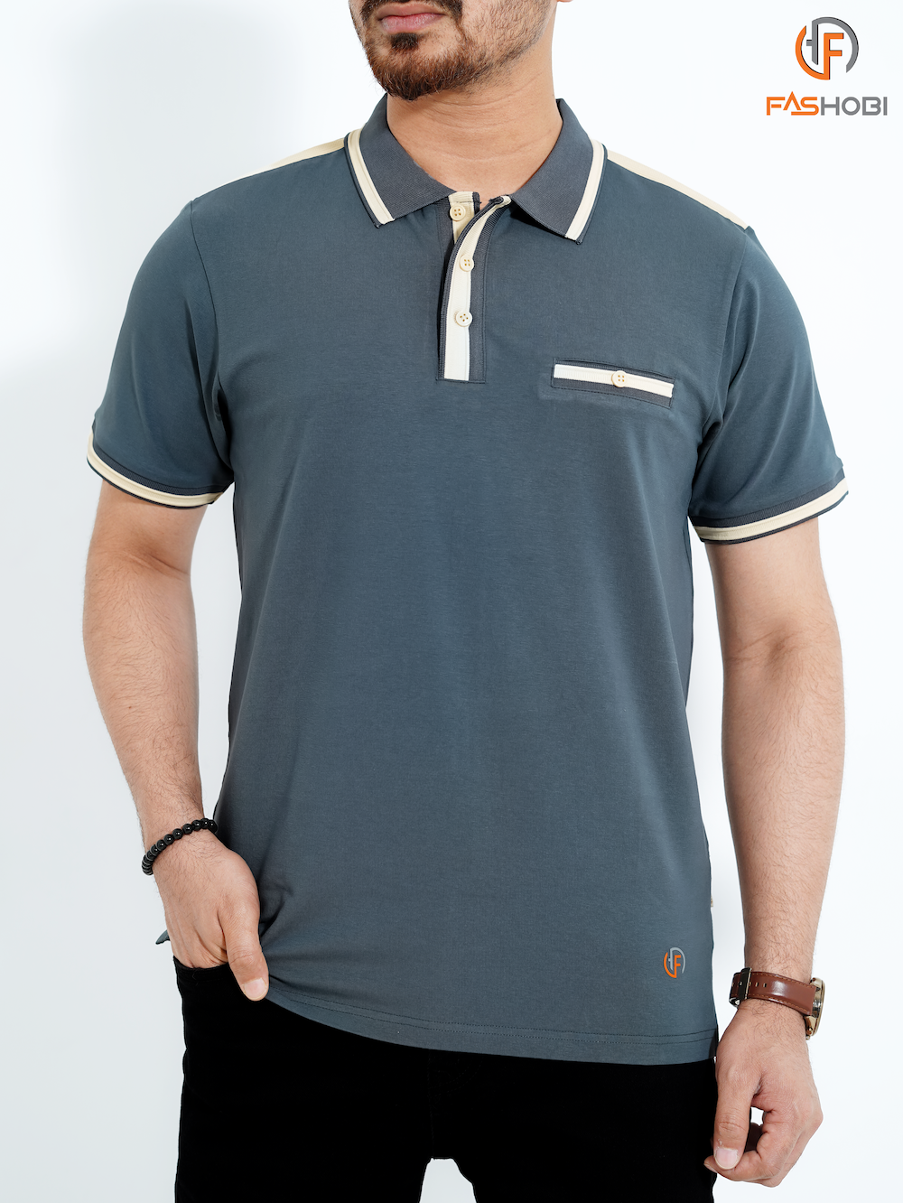 Elite Contrast Polo (Urban Grey)