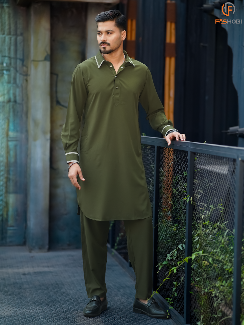 Pathani Kabli Set – Military Olive