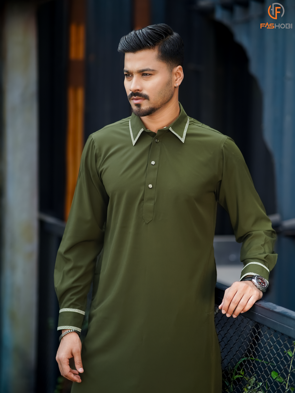 Pathani Kabli Set – Military Olive